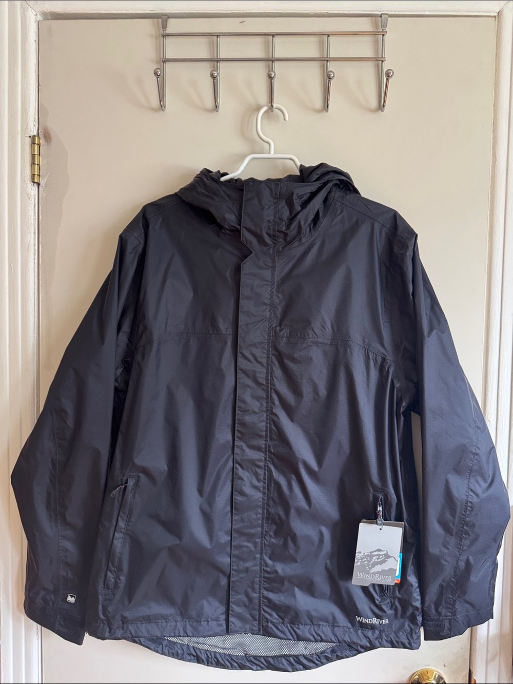 WindRiver Hyper-Dri lightweight Black Hooded water resistant rain jacket
